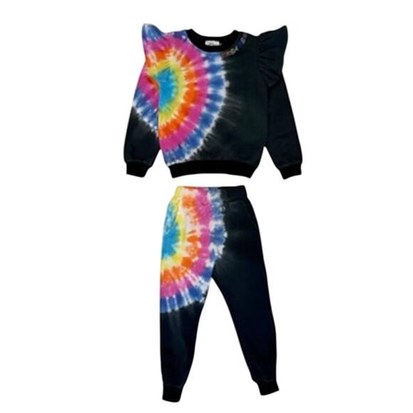 NWT Lola + The Boys Women’s Rainbow Tie Dye Ruffle Co-ord Set Large - Picture 4 of 8